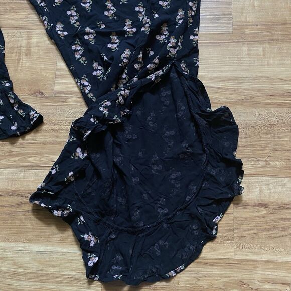 SUSINA 2X Black Floral Pull On Elastic Waist Ruffle Leg Crop Coquette Fairy Pant - Picture 5 of 16